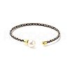 Steel Wire Ring & Copper Buckle & Plastic Pearl Bangles BJEW-S177-01-5