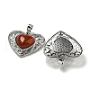 Natural Red Jasper Peach Love Heart Pendants G-G158-01D-2