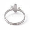 Non-Tarnish 201 Stainless Steel Cactus Adjustable Ring for Women RJEW-K238-03P-2