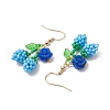 Flower with Cherry 304 Stainless Steel Glass Seed Beads Dangle Earrings EJEW-MZ00419-05-4