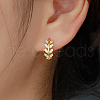 Elegant S925 Sterling Silver Leaf Hoop Earrings SK9972-1-1