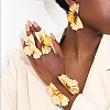 Ginkgo Leaf Alloy Cuff Bangle & Cuff Ring & Stud Earring FS-WGAADEF-01-2