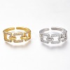 Adjustable Brass Micro Pave Clear Cubic Zirconia Cuff Rings ZIRC-I049-45-1