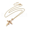 304 Stainless Steel Cross with Flower Pendant Necklaces for Women NJEW-A020-03E-G-2