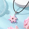 Glass Seed Beads & Polymer Clay & Evil Eye Lampwork Snowflake Pendant Necklaces NJEW-MZ00102-4