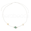 Adjustable Natural Green Aventurine & Yellow Jade Round Braided Beaded Necklaces for Women NJEW-JN05317-4