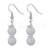 Round Natural Chalcedony Imitation Aquamarine Beaded Dangle Earrings EJEW-JE06474-3