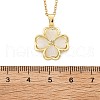 Brass Cubic Zirconia Glass Cat Eye Clover Pendant Neckalces for Women NJEW-S448-07G-5