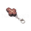 Natural Wood Cross Pendant Decorations HJEW-JM03264-01-4