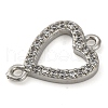 Brass Micro Pave Clear Cubic Zirconia Heart Links Connector Charms KK-A230-03A-P-2