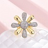 Brass Micro Pave Clear Cubic Zirconia Cuff Rings for Women RJEW-H248-02GP-2
