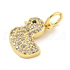 Rack Plating Brass Micro Pave Clear Cubic Zirconia Pendants KK-B093-02D-G-2