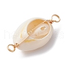 Natural Shell Copper Wire Wrapped Connector Charms PALLOY-JF02316-01-3