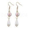 Round with Flower Pattern Porcelain Ceramic Dangle Earrings EJEW-JE06347-3