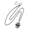 Skull Zinc Alloy Jet Rhinestone Pendant Necklaces NJEW-Z062-02AS-4