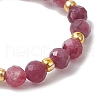 Natural Red Tourmaline Beaded Stretch Rings for Women RJEW-JR00868-12-4