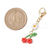 Cherry & Flower Glass Seed Beads Pendant Decoration HJEW-MZ00155-3