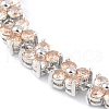 Noble Gift Ideas for Lady Platinum Tone Brass Micro Pave Cubic Zirconia CZ Flower Link Chain Bracelets BJEW-L472-04-1-2