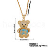 Brass Micro Pave Cubic Zirconia Cute Mini Cartoon Bear Pendant Necklaces for Women OL3242-5-1