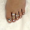 3Pcs 3 Styles Sun Flower Leaf Brass Pave Orange Cubic Zirconia Open Cuff Toe Ring Sets DX3714-2