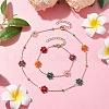 Glass Flower Links Bracelets & Necklaces Sets SJEW-JS01296-2