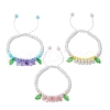 3Pcs 3 Colors Electroplate Glass Beads Braided Bracelets for Women BJEW-TA00594-2