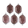 Natural Strawberry Quartz Links Connectors G-T131-48P-03-1