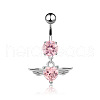 Piercing Jewelry Stainless Steel Micro Pave Cubic Zirconia Split Navel Ring Belly Rings WG4019F-03-1