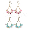2Pairs Resin & Glass Seed Beads Teardrop Dangle Earrings EJEW-MZ00401-2