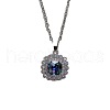 Square Alloy Rhinestone Pendant Necklace & Stud Earring & Finger Ring Sets WG30FCB-02-5