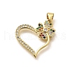 Rack Plating Brass Micro Pave Cubic Zirconia Pendants KK-L226-001G-07-1