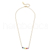 Colorful Enamel Smile Face Pendant Necklace with 201 Stainless Steel Cable Chains NJEW-D055-05G-3