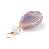 Natural Amethyst Copper Wire Wrapped Pendants PALLOY-JF01398-04-4