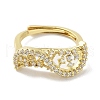 Rack Plating Brass Micro Pave Cubic Zirconia Adjustable Rings RJEW-D025-15G-2