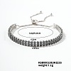 Brass Jet Rhinestone Box Chain Slider Bracelets for Women TG7650-9-1