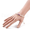 Natural Amethyst Chips & Pearl Beaded Bracelet BJEW-JB08236-02-3