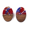 Transparent Resin and Walnut Wood Pendants RESI-T057-04F-2