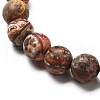 Frosted Round Natural Leopard Skin Jasper Beads Stretch Bracelet for Men Women BJEW-JB06809-3