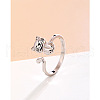 Cat Shape 925 Sterling Silver Cuff Rings for Women FS-WGE449A-01-4