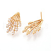 Claw-Shaped Brass Micro Pave Clear Cubic Zirconia Stud Earrings KK-N263-27G-2