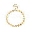 Colorful Enamel Flower Link Chain Bracelet X-BJEW-JB09940-1