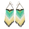 Bohemia Glass Seed Bead Dangle Earrings EJEW-C091-01C-2