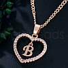 Heart Brass Micro Pave Clear Cubic Zirconia Pendant Necklaces WGA8162-07-1