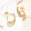 Brass Micro Pave Clear Cubic Zirconia Stud Earrings for Women EJEW-U056-04A-G-2