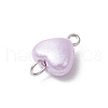 Imitation Pearl Acrylic Heart Connector Charms PALLOY-JF03916-02-5