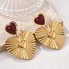 304 Stainless Steel Dangle Stud Earrings with Resin EJEW-V016-07G-3