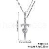 Elegant Vintage Style Brass Clear Cubic Zirconia Heart Sword Pendant Necklaces MI3084-2-1