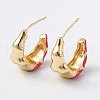 Brass Enamel Stud Earrings EJEW-A093-06G-2