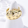 Brass Micro Pave Clear Cubic Zirconia Cuff Rings for Women RJEW-U043-01G-2