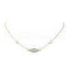 Adjustable Natural Green Aventurine Oval & Round Shell Pearl Braided Beaded Necklaces for Women NJEW-JN05323-2